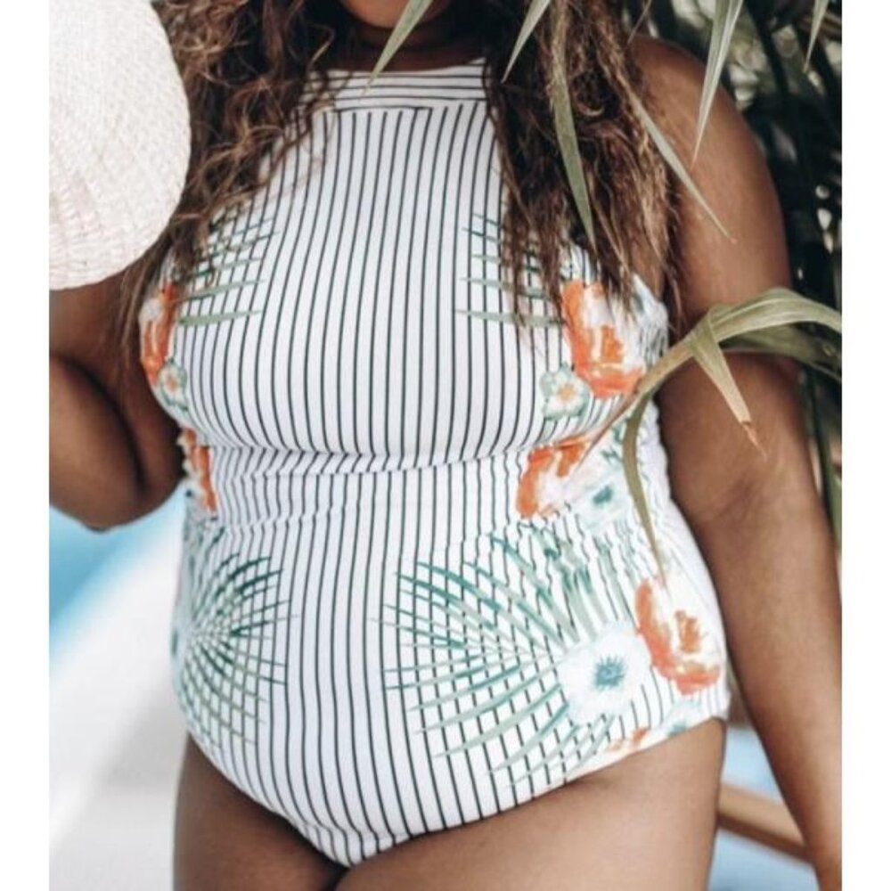 Lane Bryant Cacique No Wire High Neck One Piece Swimsuit 22